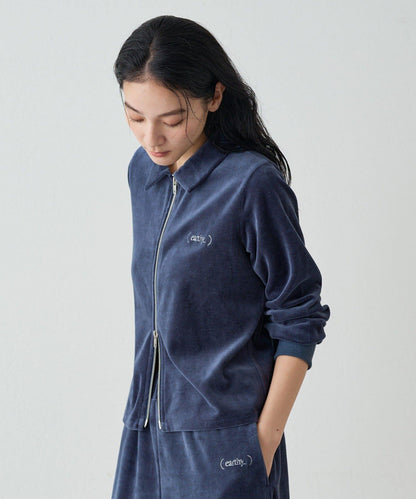 【earthy_】棉質絲絨雙拉鍊開衫