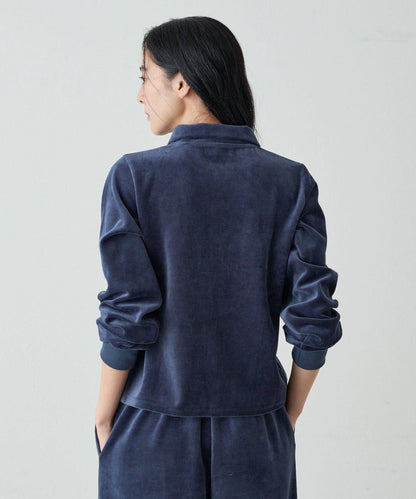 【earthy_】棉質絲絨雙拉鍊開衫