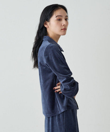 【earthy_】棉質絲絨雙拉鍊開衫