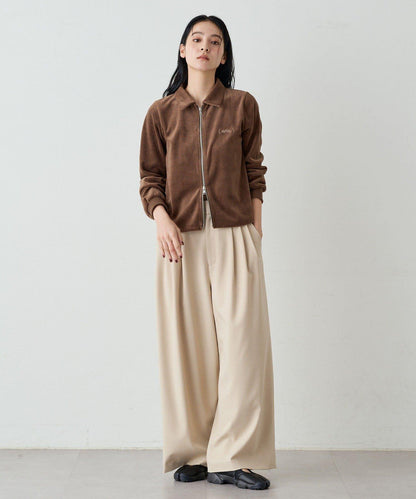 【earthy_】棉質絲絨雙拉鍊開衫