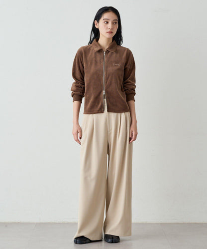 【earthy_】棉質絲絨雙拉鍊開衫