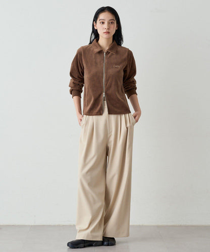 【earthy_】棉質絲絨雙拉鍊開衫