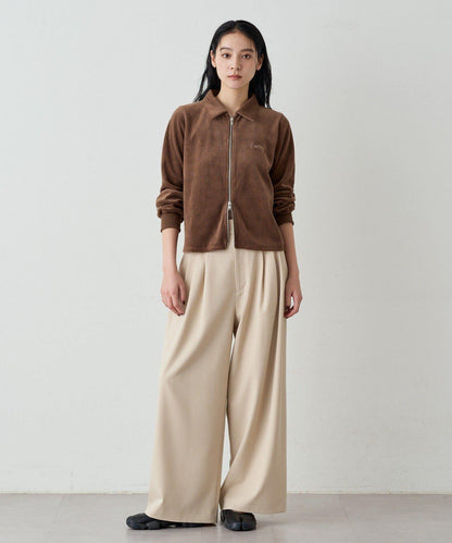 【earthy_】棉質絲絨雙拉鍊開衫