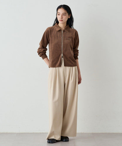 【earthy_】棉質絲絨雙拉鍊開衫