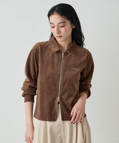 【earthy_】棉質絲絨雙拉鍊開衫