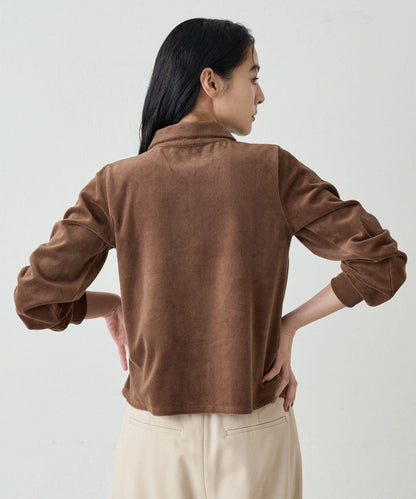 【earthy_】棉質絲絨雙拉鍊開衫