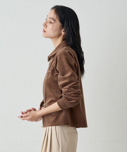 【earthy_】棉質絲絨雙拉鍊開衫