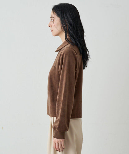 【earthy_】棉質絲絨雙拉鍊開衫