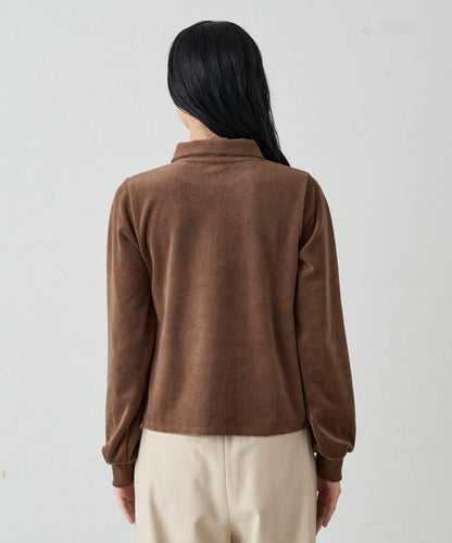 【earthy_】棉質絲絨雙拉鍊開衫