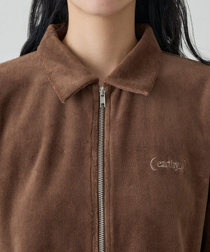 【earthy_】棉質絲絨雙拉鍊開衫
