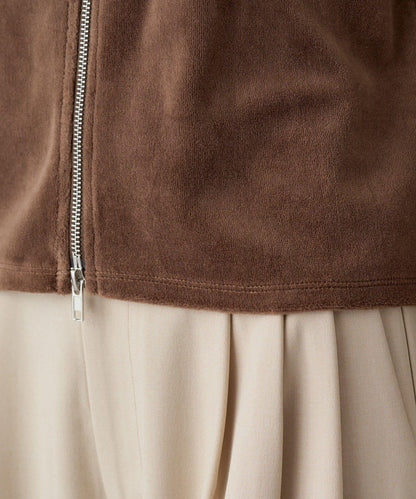 【earthy_】棉質絲絨雙拉鍊開衫