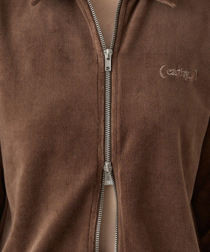 【earthy_】棉質絲絨雙拉鍊開衫