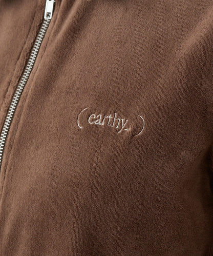 【earthy_】棉質絲絨雙拉鍊開衫