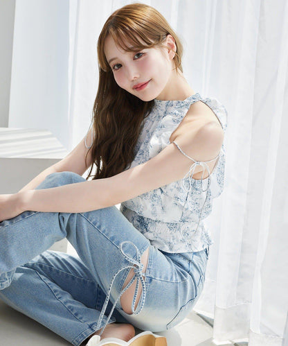 側開美腿拉伸牛仔褲