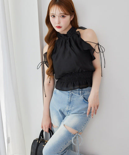 側開美腿拉伸牛仔褲