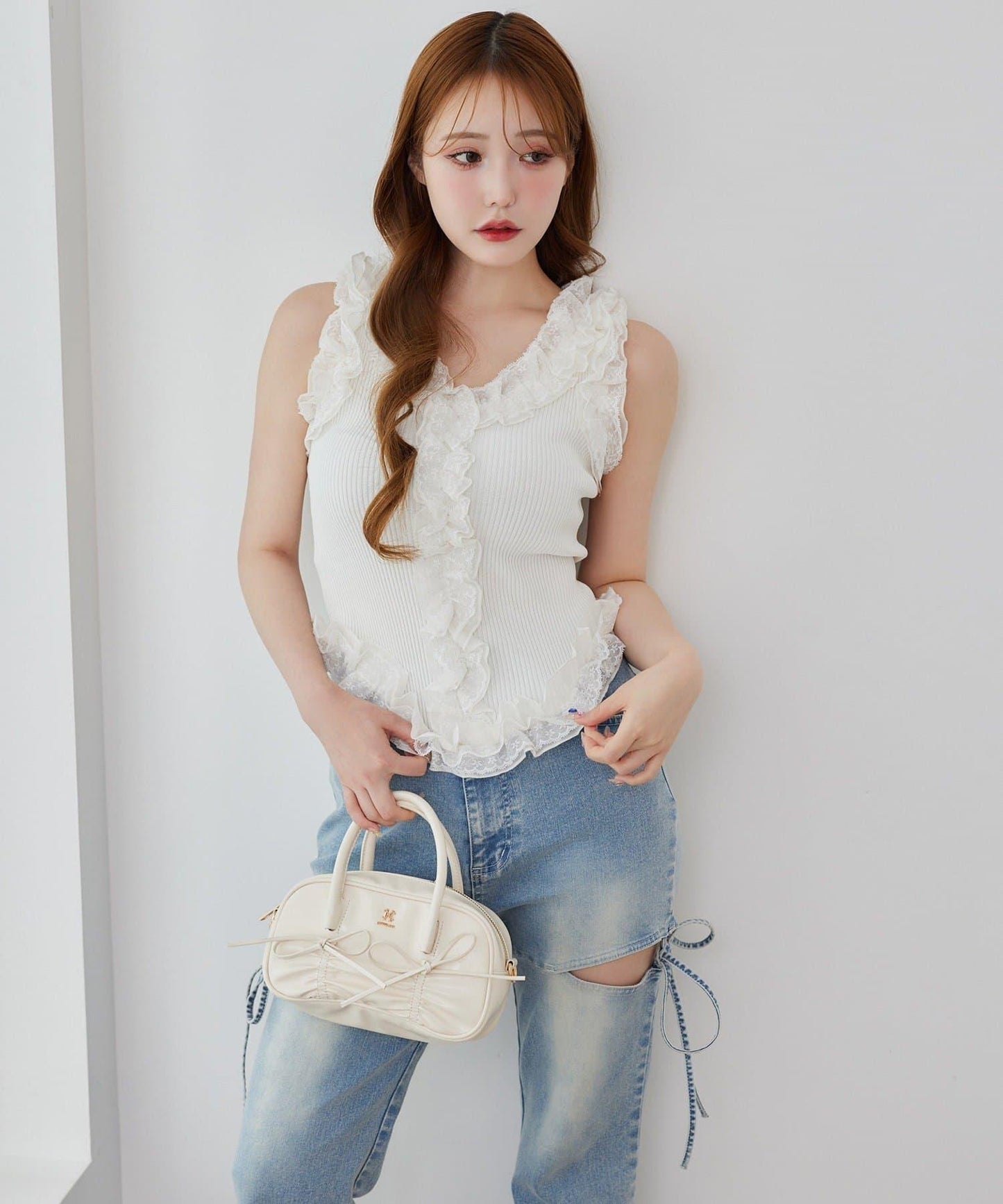 側開美腿拉伸牛仔褲