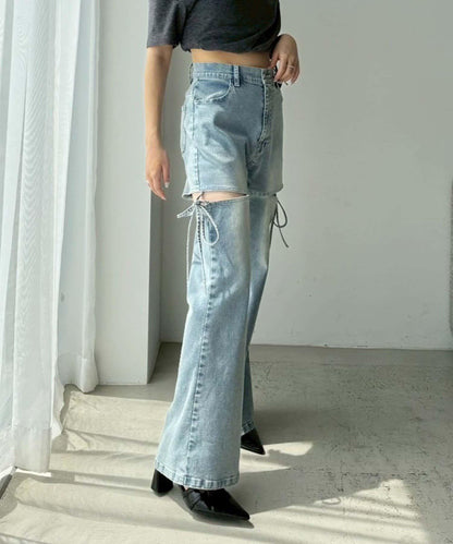 側開美腿拉伸牛仔褲