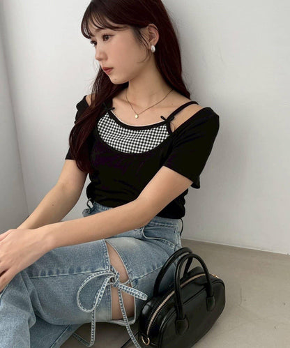 側開美腿拉伸牛仔褲