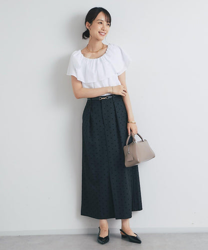 《大人可愛·穿著顯眼◎》絨面圓點拼接半身裙