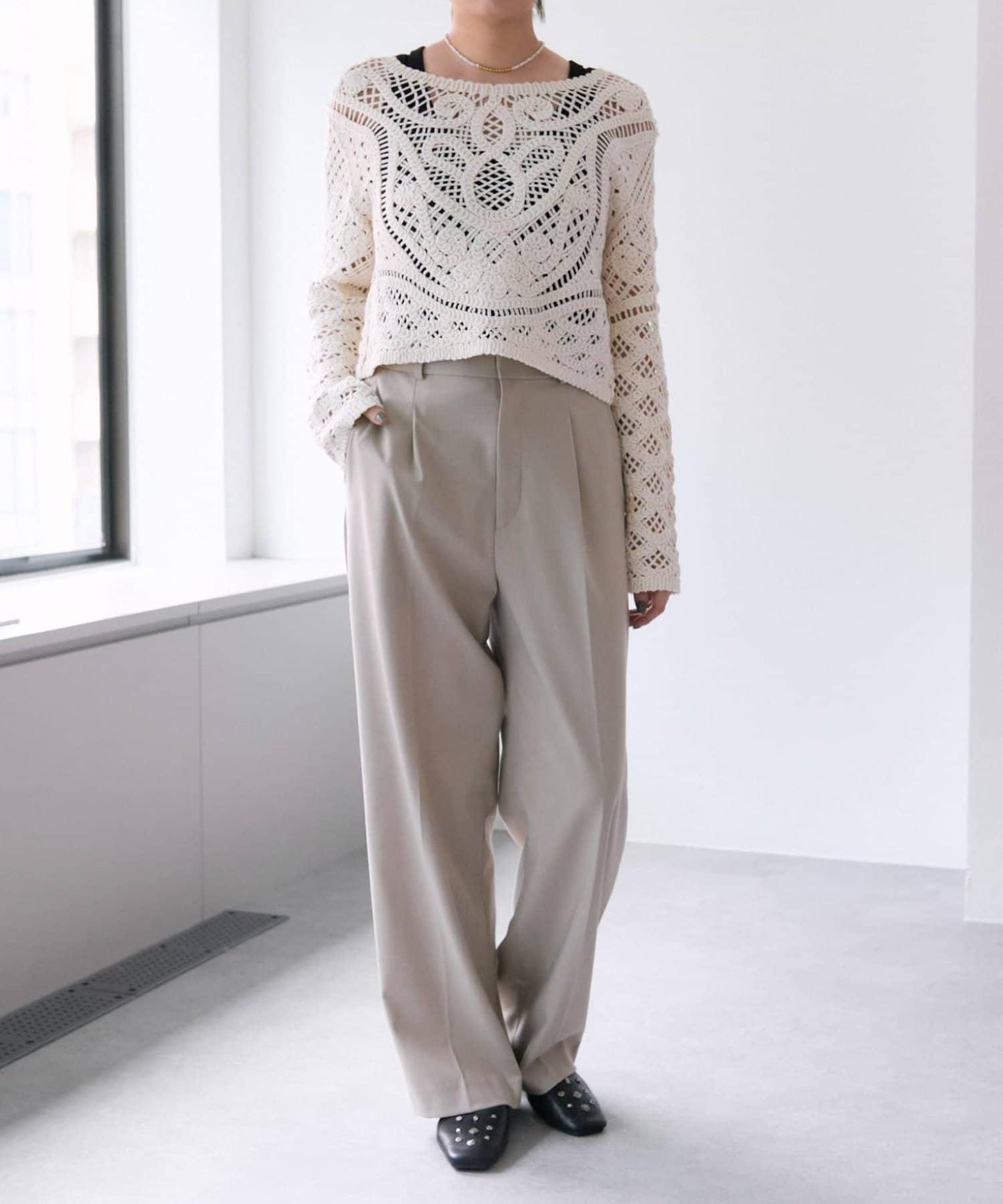 "鉤織/透視感" 蕾絲短款針織衫【SUM1 STYLE(斯密風格)】