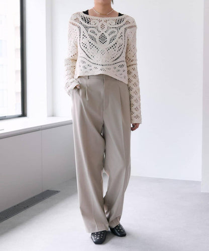 "鉤織/透視感" 蕾絲短款針織衫【SUM1 STYLE(斯密風格)】