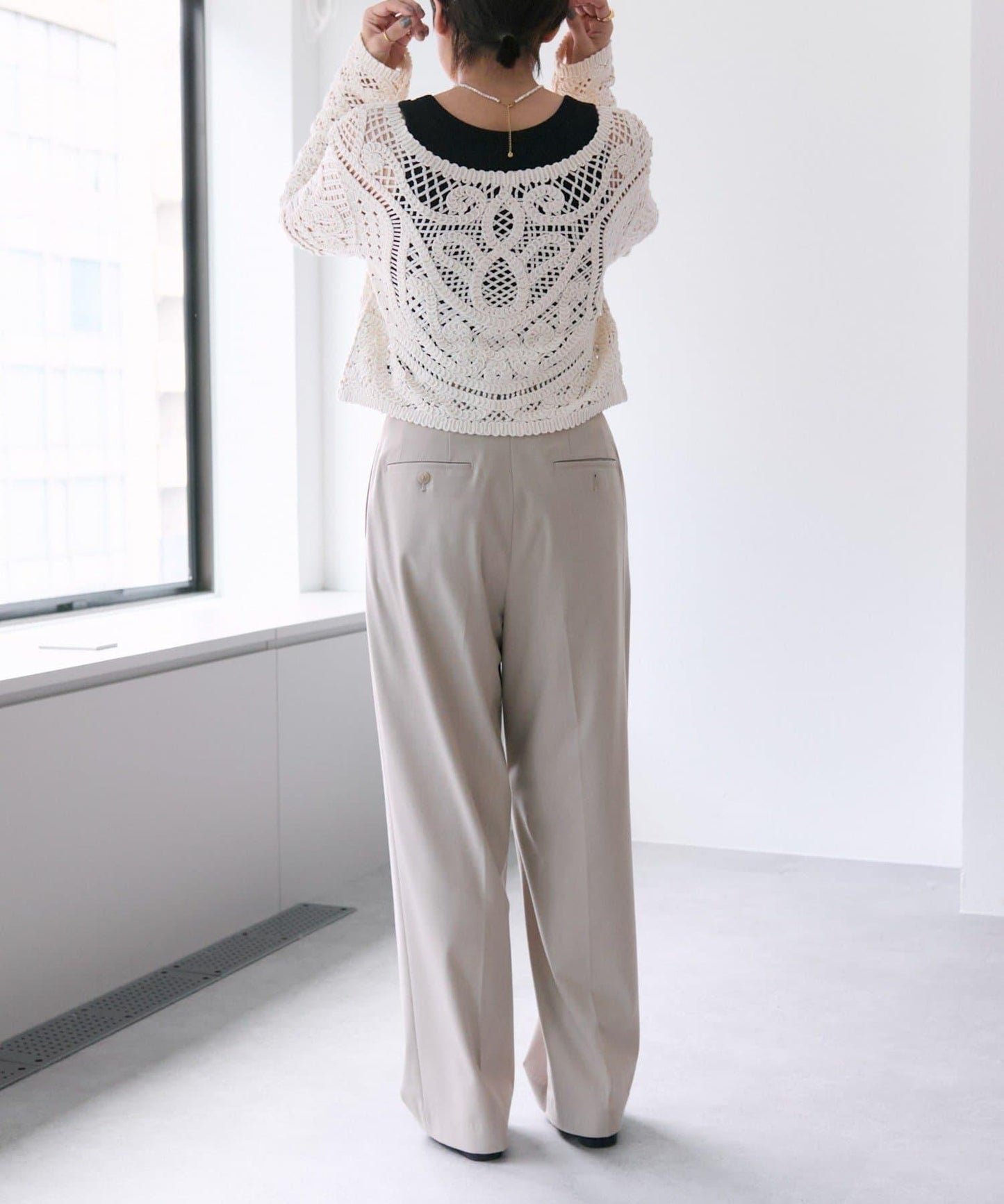 "鉤織/透視感" 蕾絲短款針織衫【SUM1 STYLE(斯密風格)】