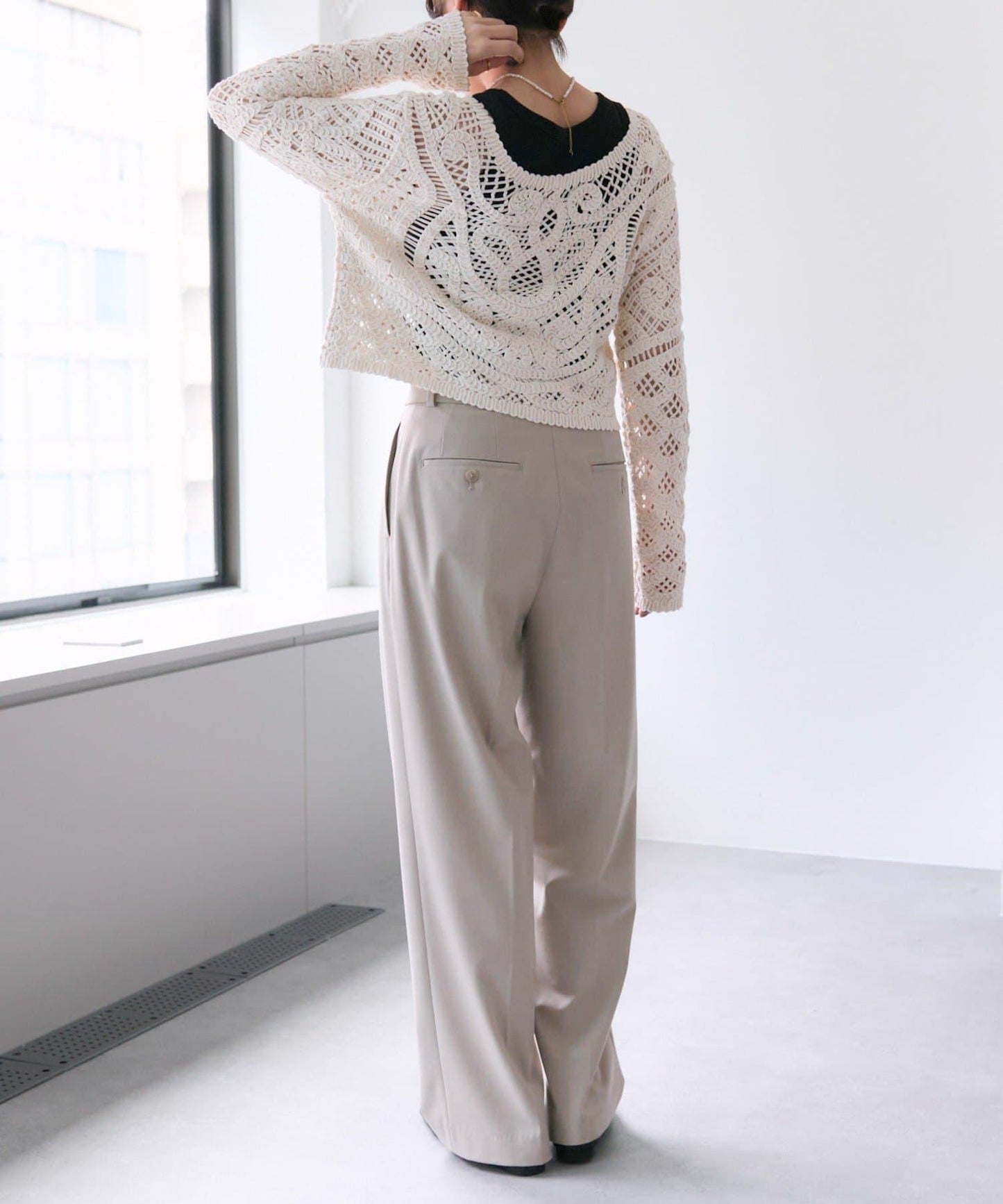 "鉤織/透視感" 蕾絲短款針織衫【SUM1 STYLE(斯密風格)】