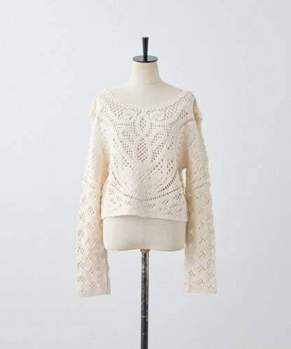 "鉤織/透視感" 蕾絲短款針織衫【SUM1 STYLE(斯密風格)】