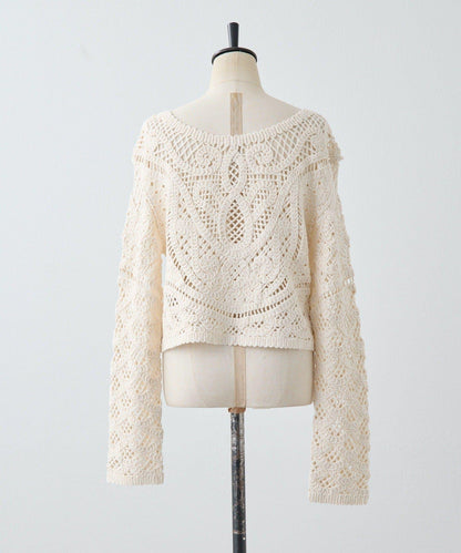 "鉤織/透視感" 蕾絲短款針織衫【SUM1 STYLE(斯密風格)】