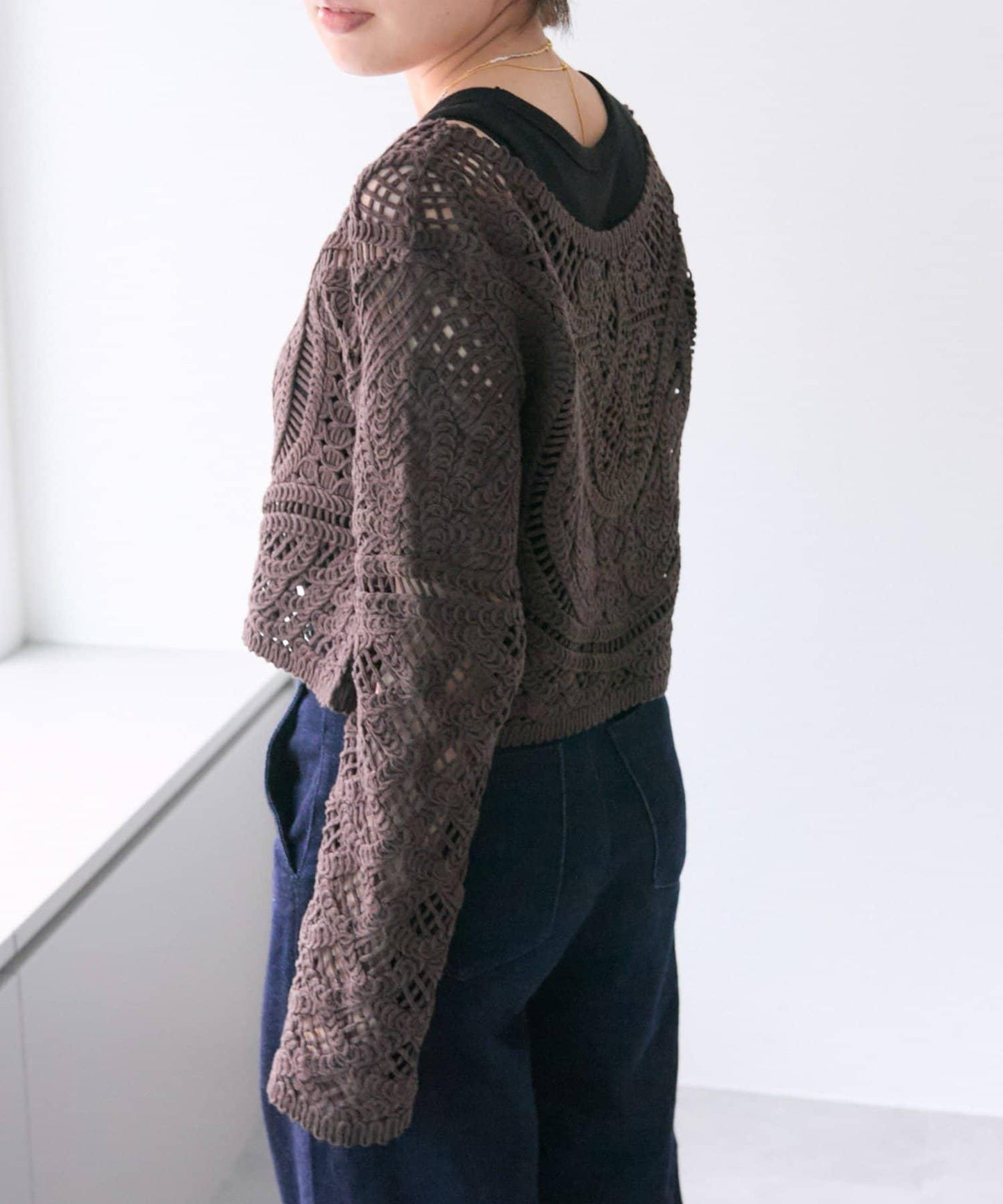 "鉤織/透視感" 蕾絲短款針織衫【SUM1 STYLE(斯密風格)】