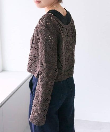 "鉤織/透視感" 蕾絲短款針織衫【SUM1 STYLE(斯密風格)】