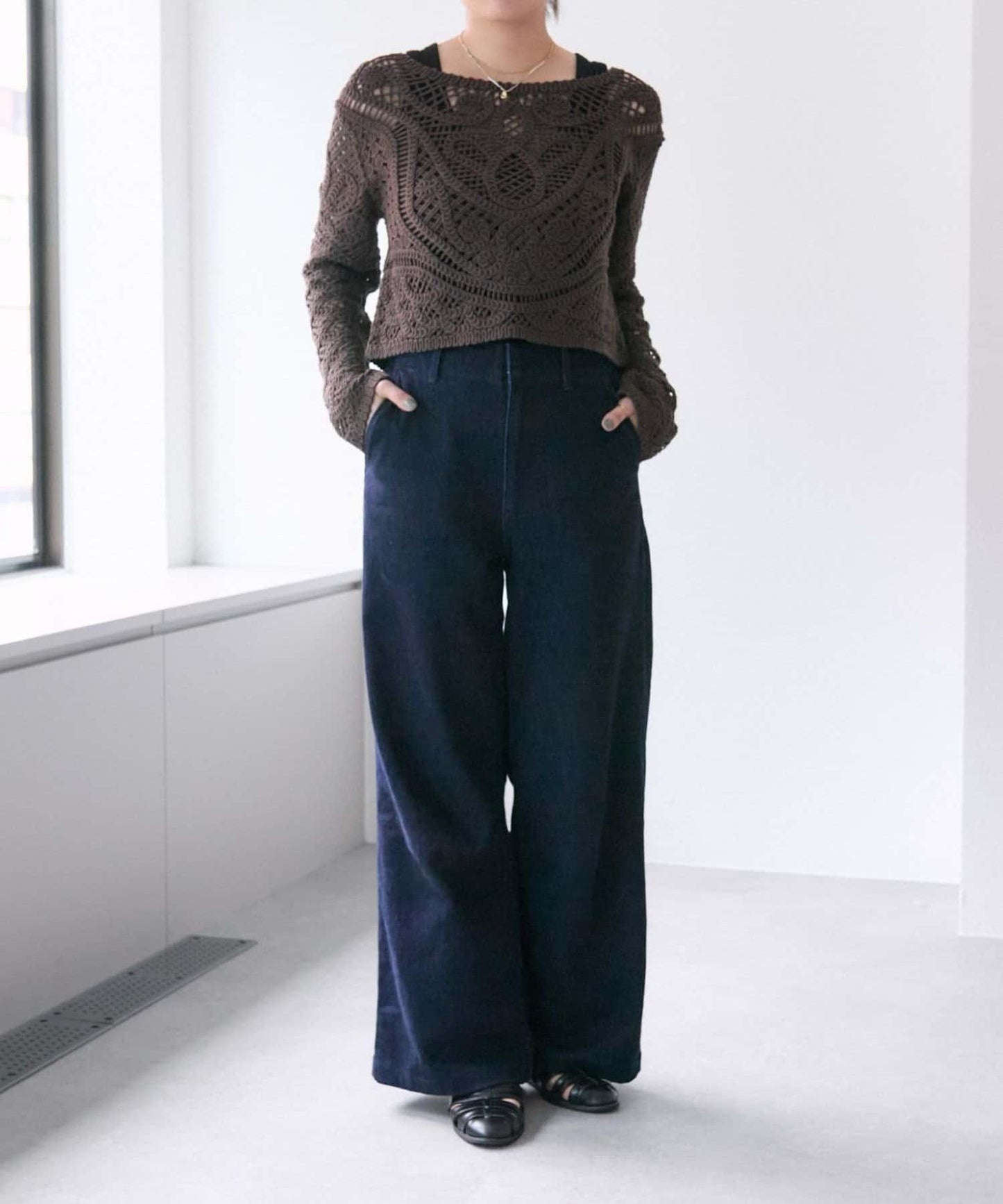 "鉤織/透視感" 蕾絲短款針織衫【SUM1 STYLE(斯密風格)】