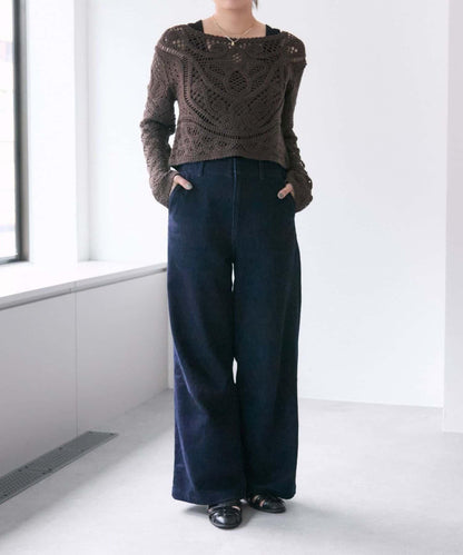 "鉤織/透視感" 蕾絲短款針織衫【SUM1 STYLE(斯密風格)】