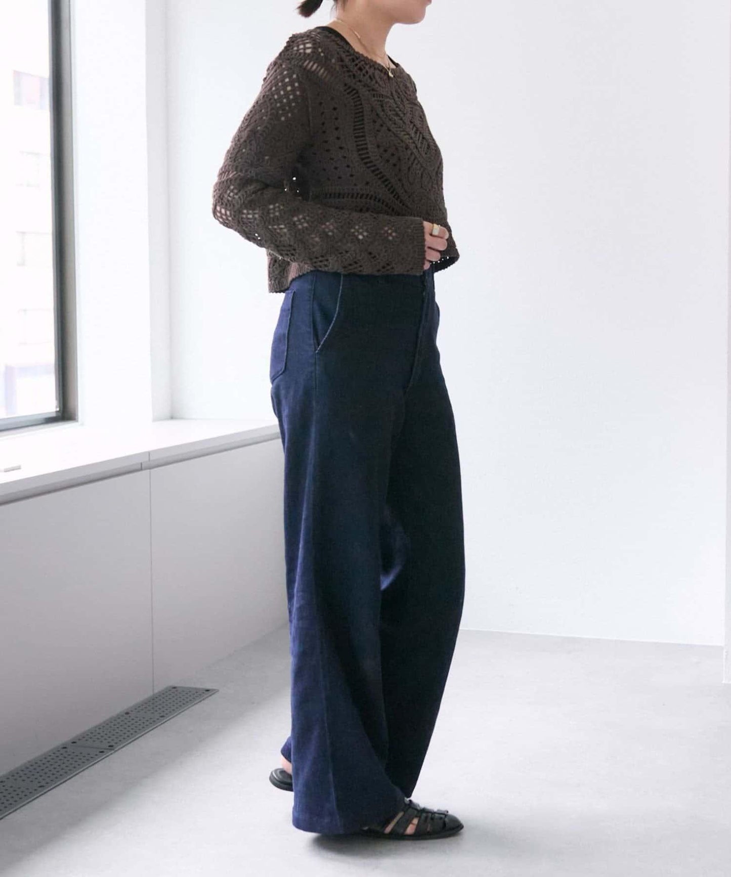 "鉤織/透視感" 蕾絲短款針織衫【SUM1 STYLE(斯密風格)】