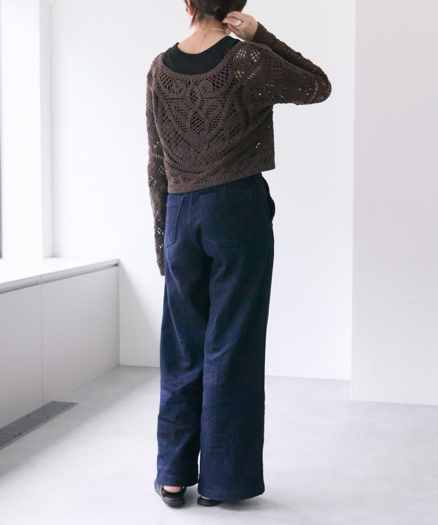 "鉤織/透視感" 蕾絲短款針織衫【SUM1 STYLE(斯密風格)】