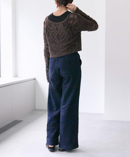 "鉤織/透視感" 蕾絲短款針織衫【SUM1 STYLE(斯密風格)】