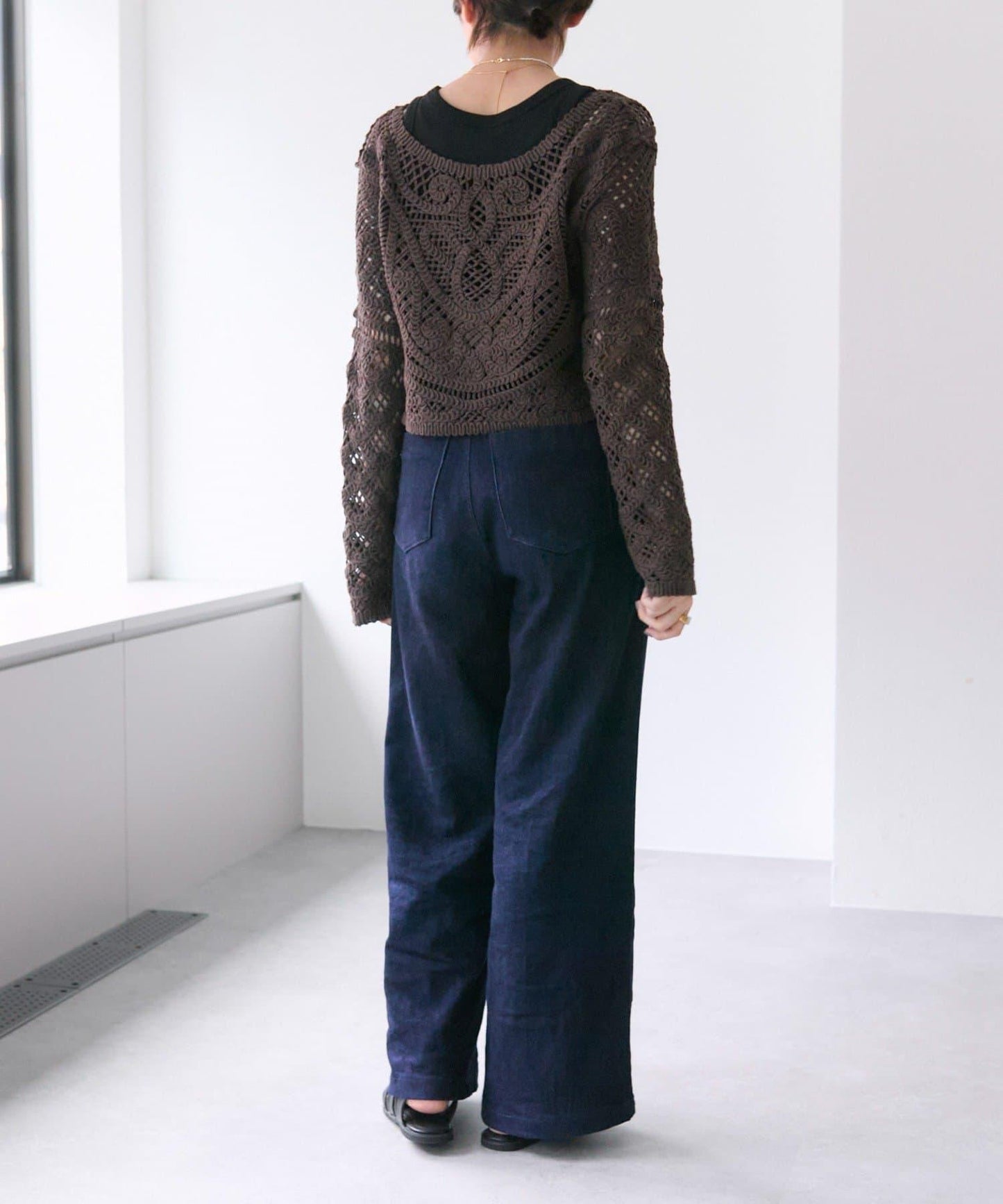 "鉤織/透視感" 蕾絲短款針織衫【SUM1 STYLE(斯密風格)】