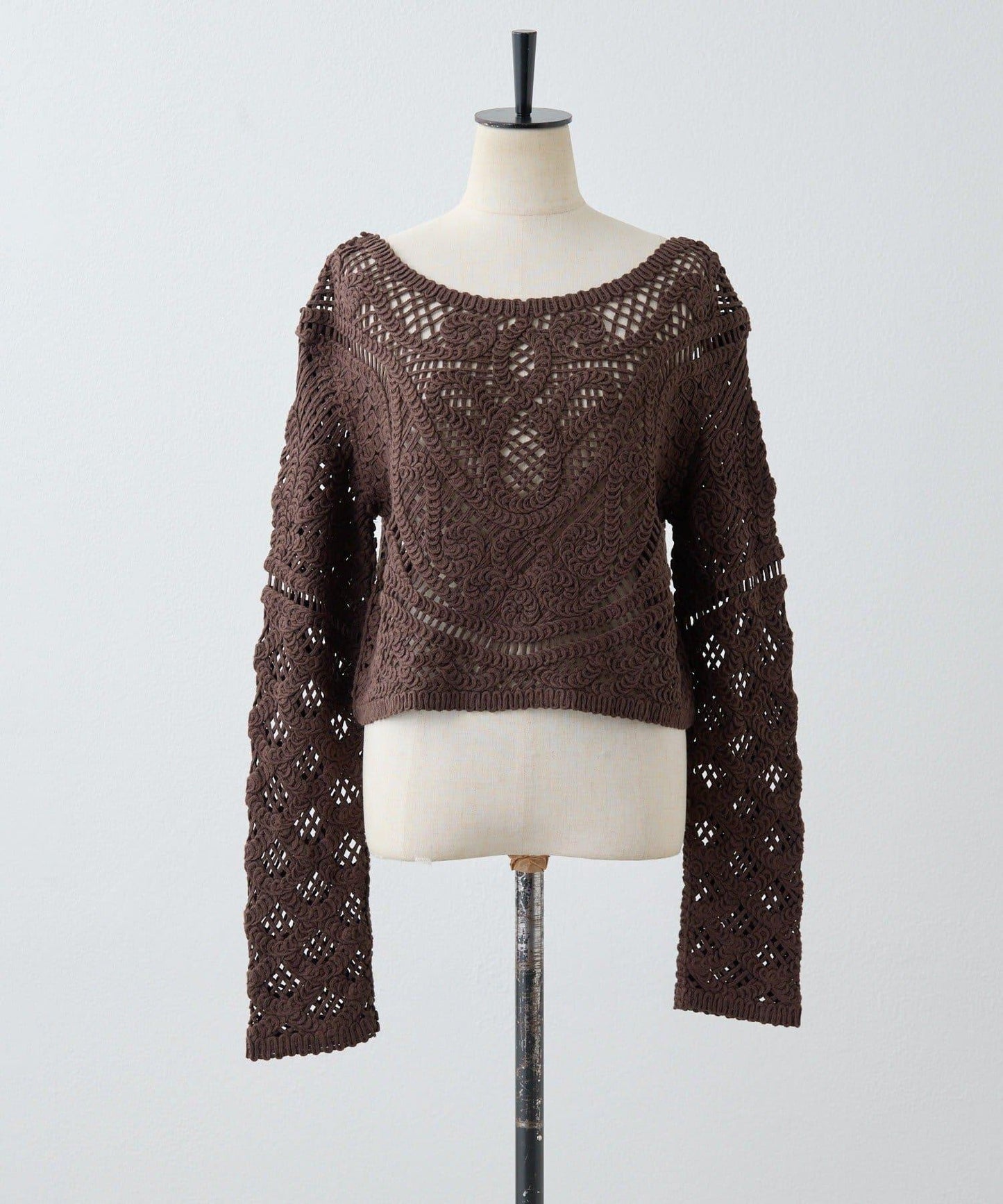 "鉤織/透視感" 蕾絲短款針織衫【SUM1 STYLE(斯密風格)】