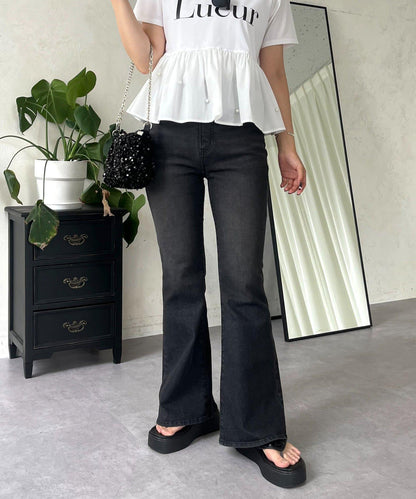 【原創LOGO貼片款】彈力喇叭牛仔褲