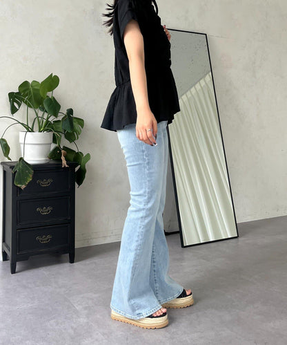 【原創LOGO貼片款】彈力喇叭牛仔褲