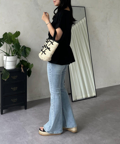 【原創LOGO貼片款】彈力喇叭牛仔褲