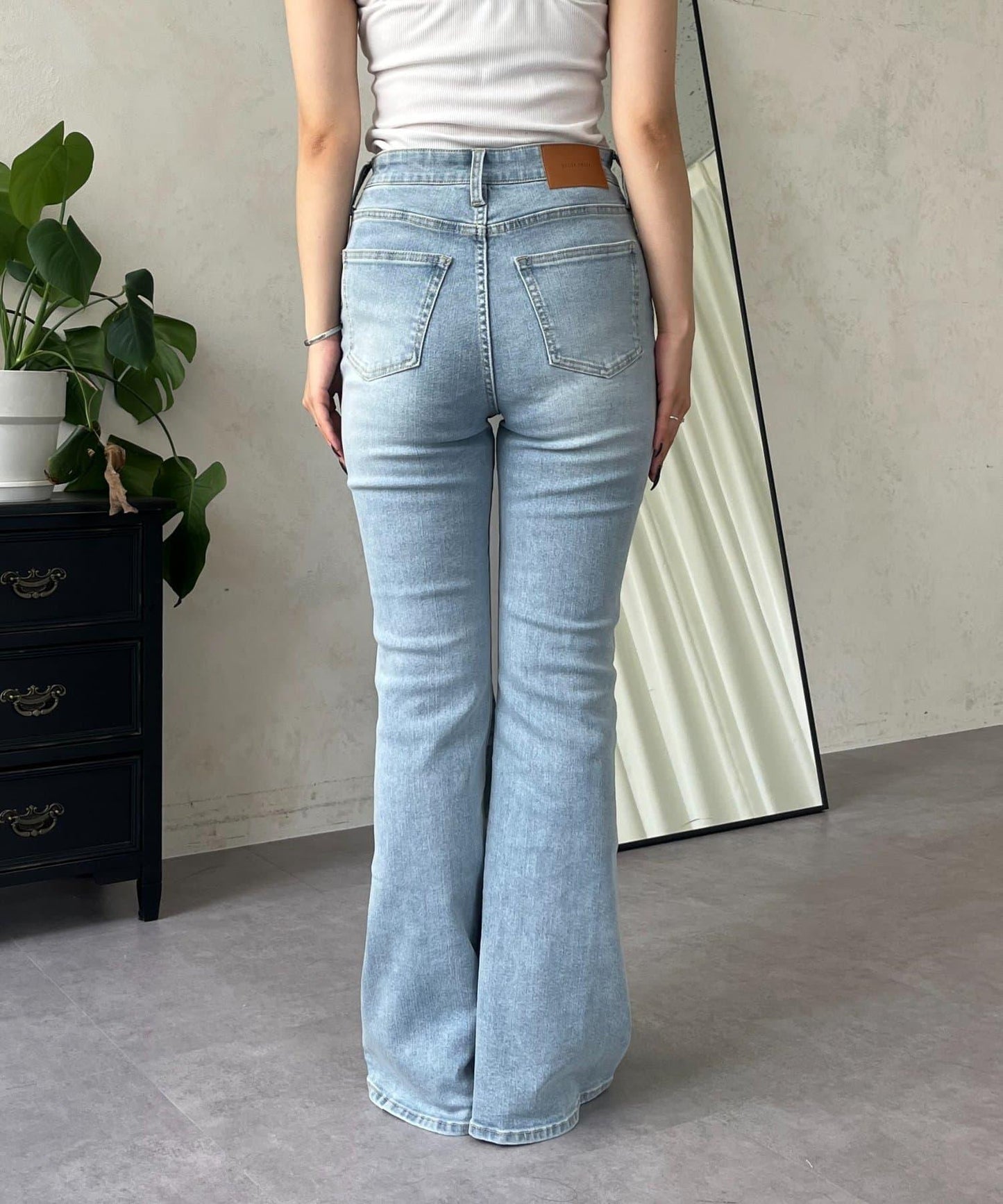 【原創LOGO貼片款】彈力喇叭牛仔褲