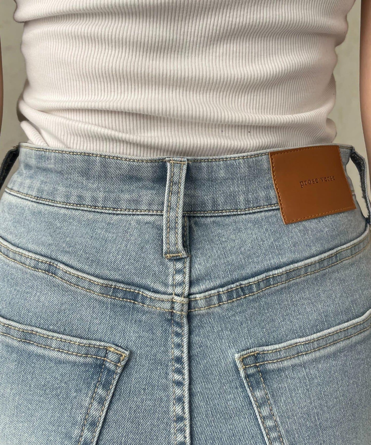 【原創LOGO貼片款】彈力喇叭牛仔褲