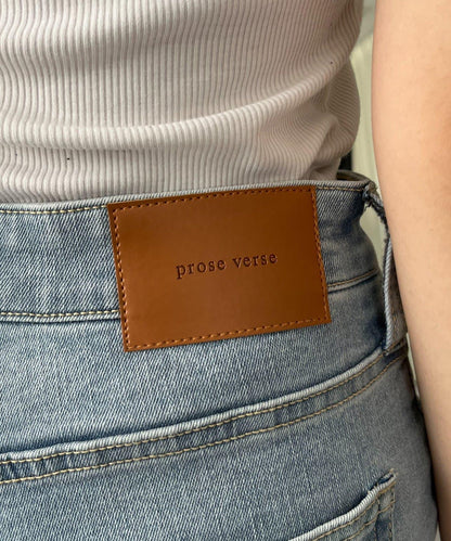 【原創LOGO貼片款】彈力喇叭牛仔褲