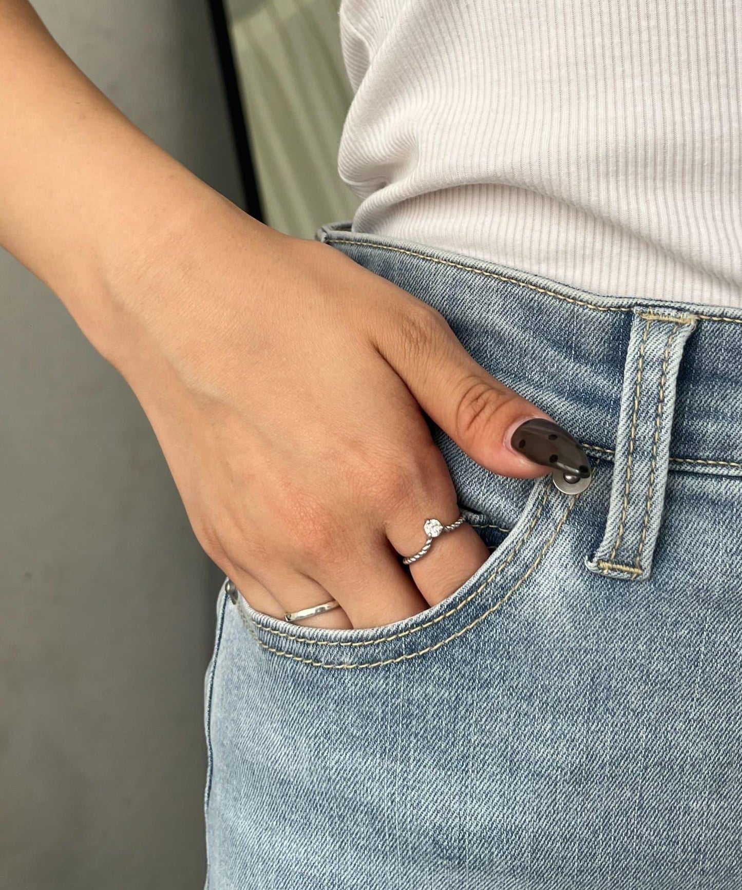 【原創LOGO貼片款】彈力喇叭牛仔褲