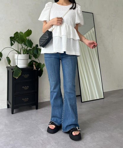 【原創LOGO貼片款】彈力喇叭牛仔褲