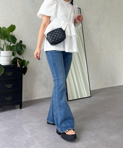 【原創LOGO貼片款】彈力喇叭牛仔褲