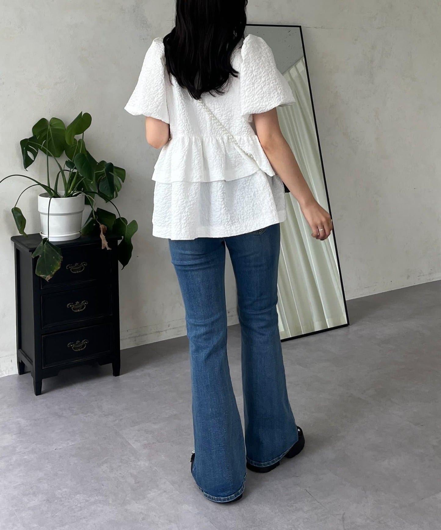 【原創LOGO貼片款】彈力喇叭牛仔褲