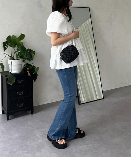 【原創LOGO貼片款】彈力喇叭牛仔褲