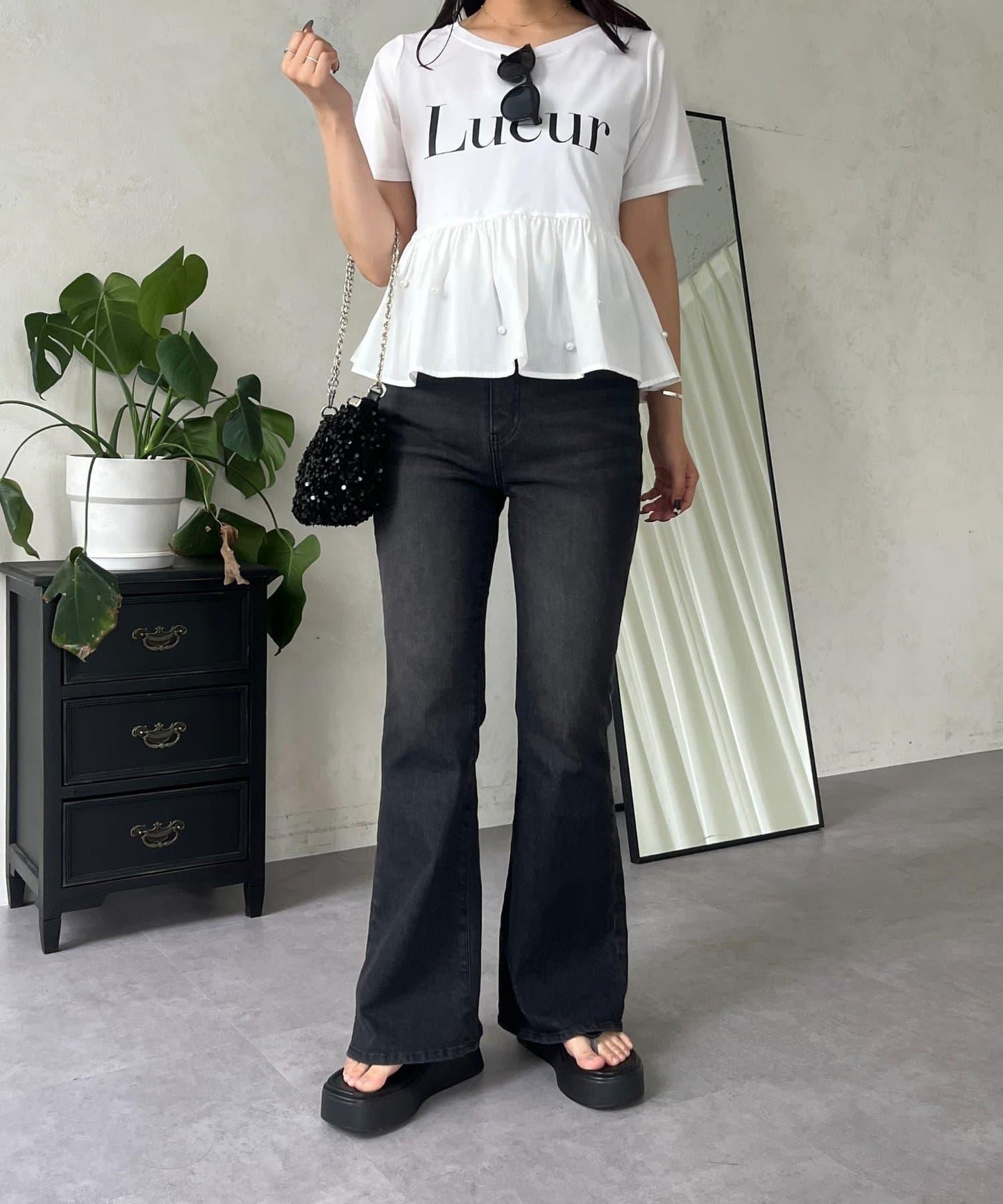 【原創LOGO貼片款】彈力喇叭牛仔褲